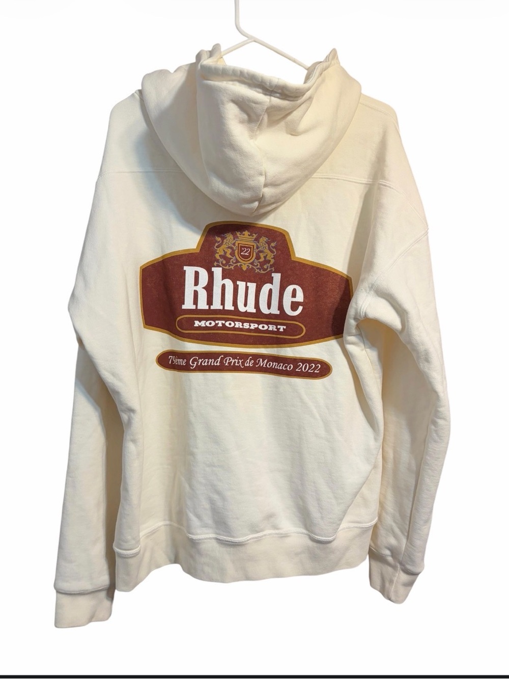 Rhude Racing Crest Hoodie Off White Monaco Grand Prix 2022 Men’s Large